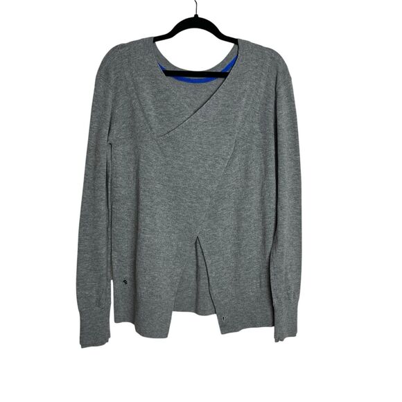 Lululemon Sunset Savasana Sweater Womens 8 Gray Merino Wool Open Back Pullover - Picture 3 of 14